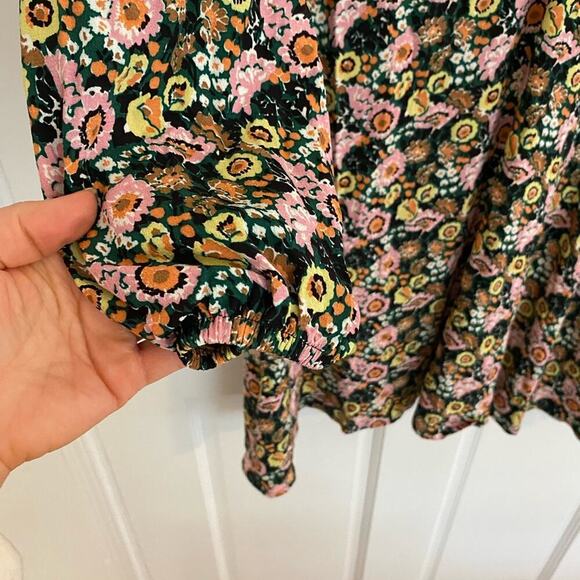 BODEN Multicolor Floral Long Sleeve V-Neck Mini Boho Dress Anthropologie 12P - Picture 6 of 8